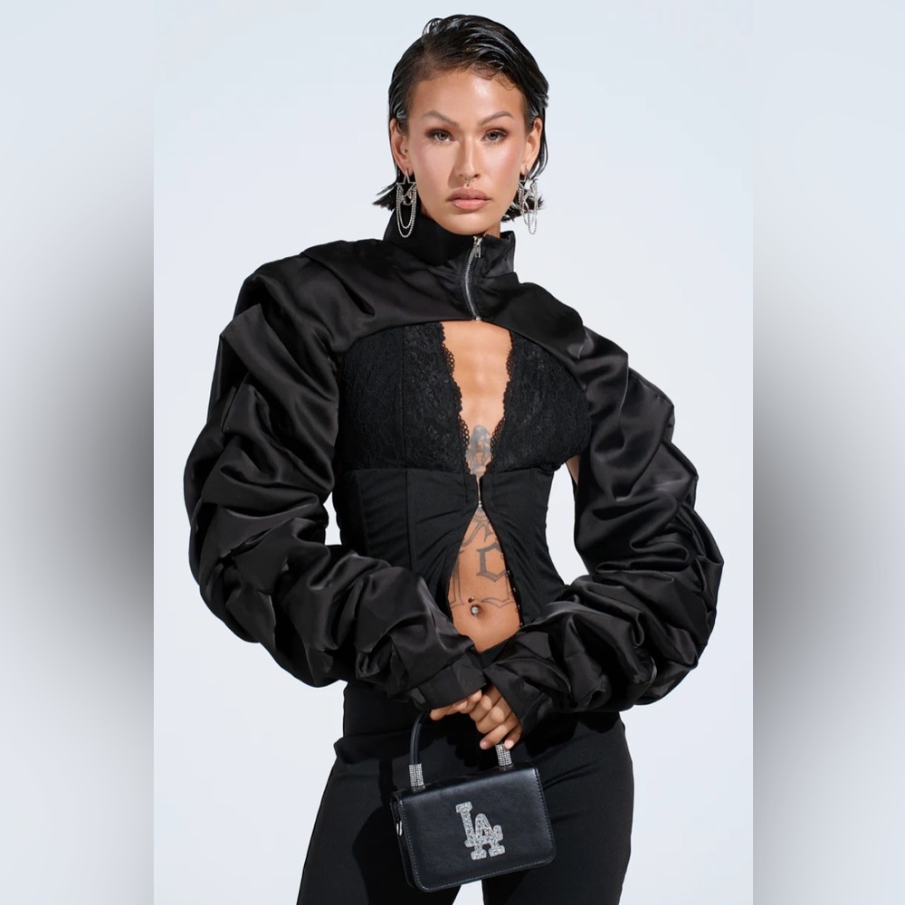 CORA SATIN BOLERO IN BLACK - XL